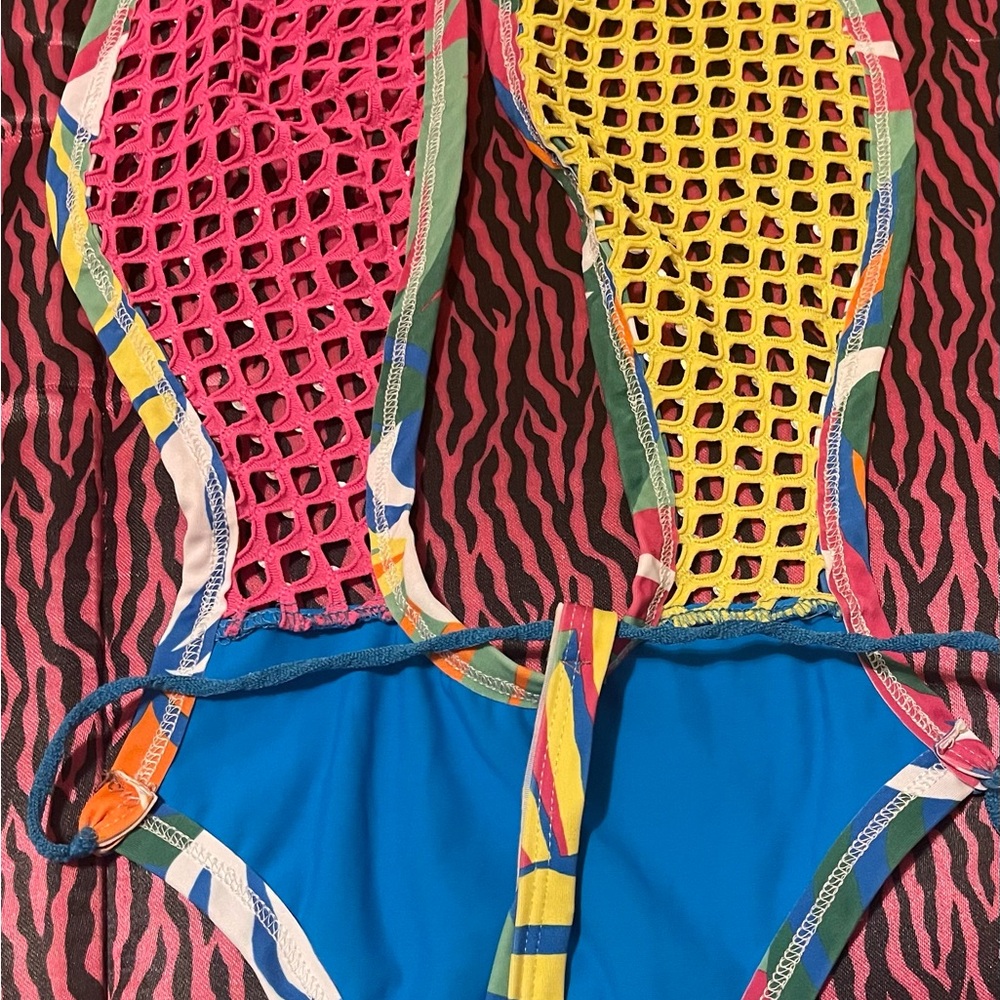 Colorful Mesh One-Piece Swimsuit